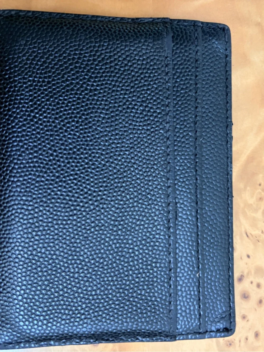 Saint Laurent Black Pebbled Leather Card Case